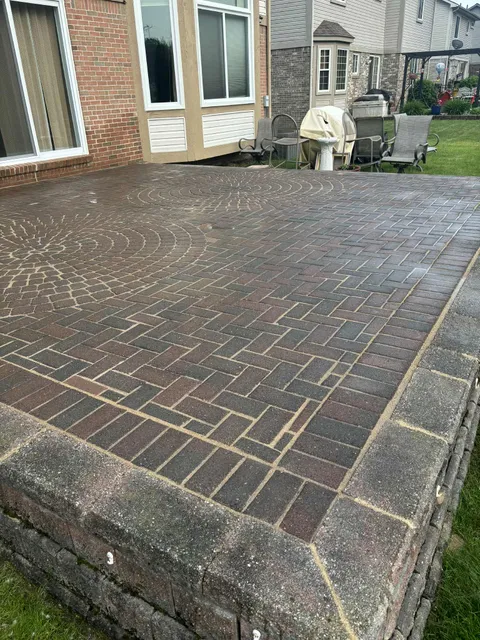 Custom brick patio with circular pattern